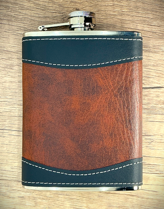 Custom Engraved Leatherette Hip Flask – 6 oz